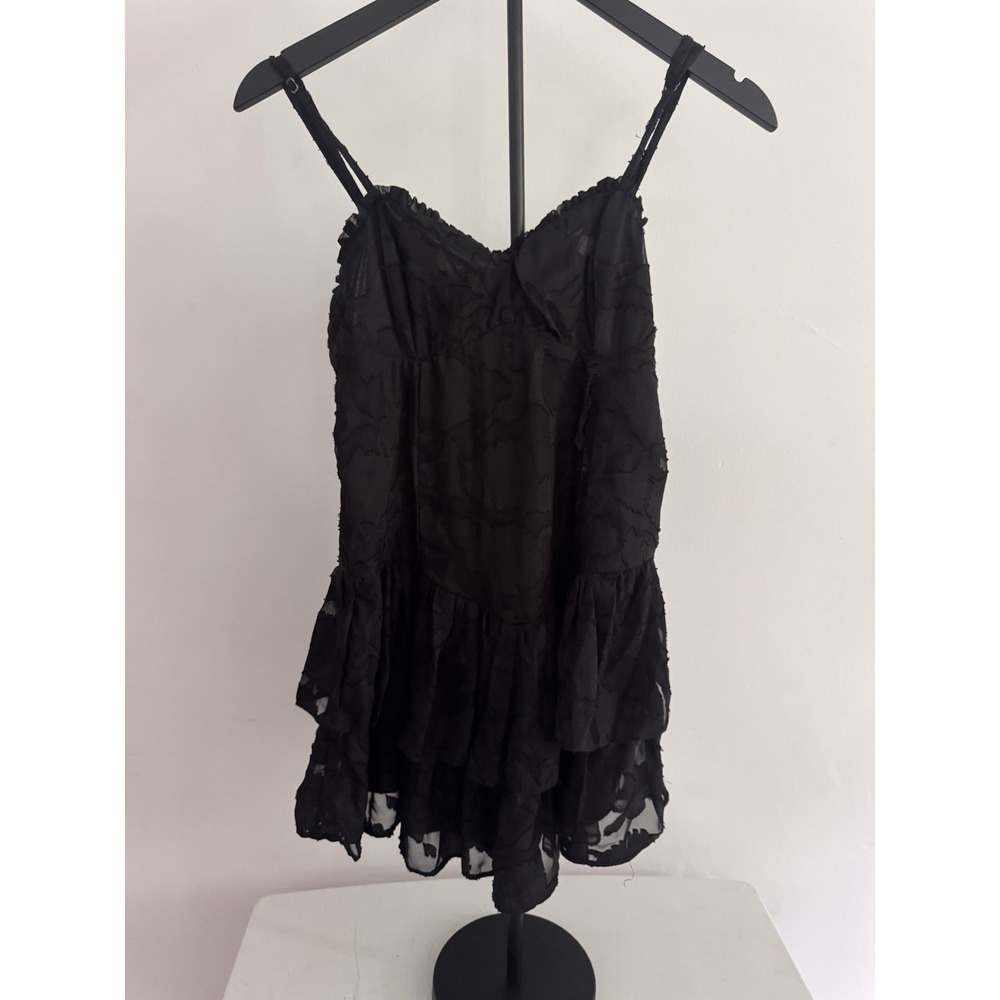Wild Fable Black Mini Dress Women's M Ruffle Tiered Sheer Slip Festival Y2K - Picture 5 of 8